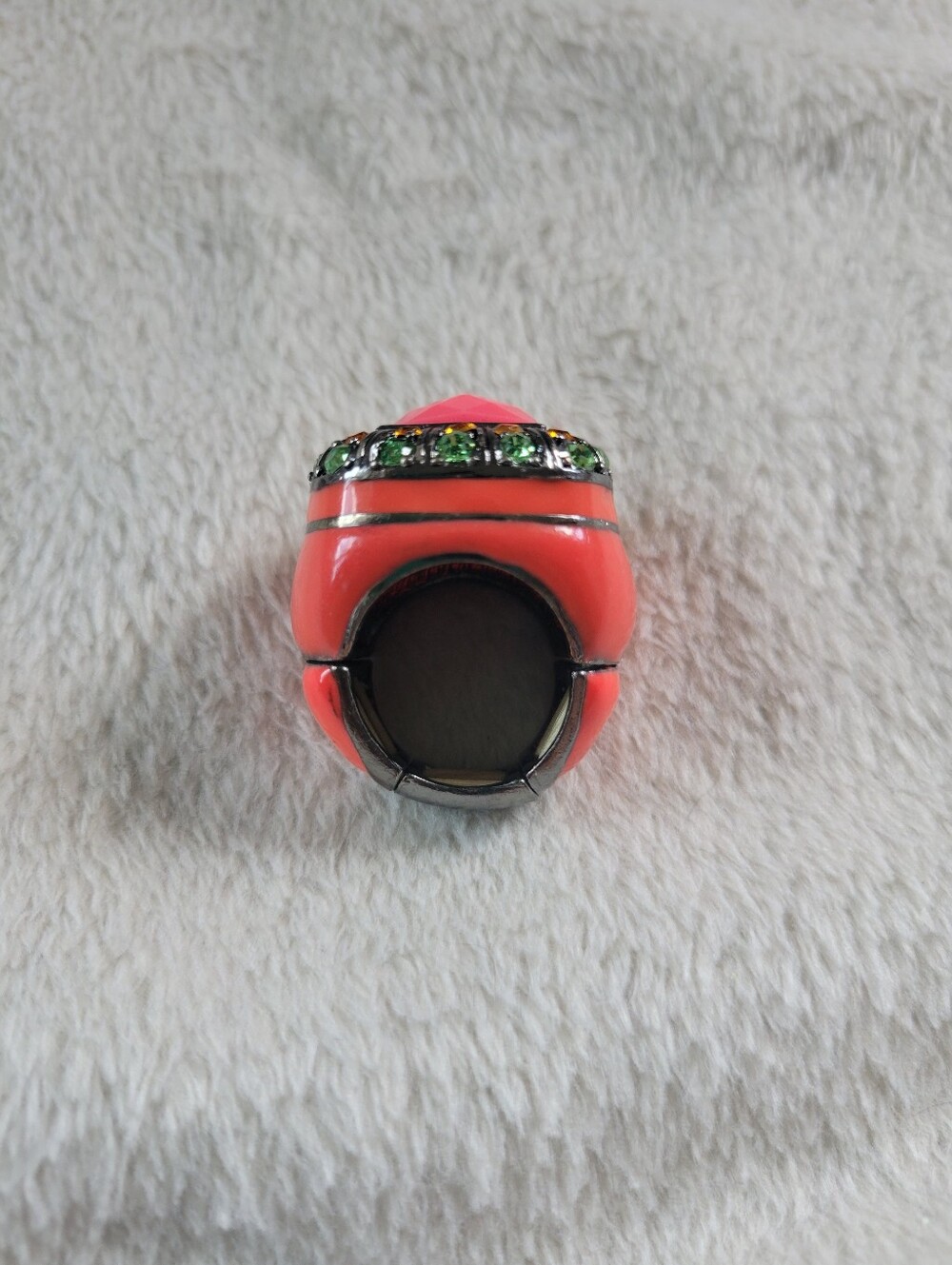 GUC Bold Chunky Mod Coral Pink Cocktail Statement Stretch Ring (US 7.5) - Picture 14 of 15